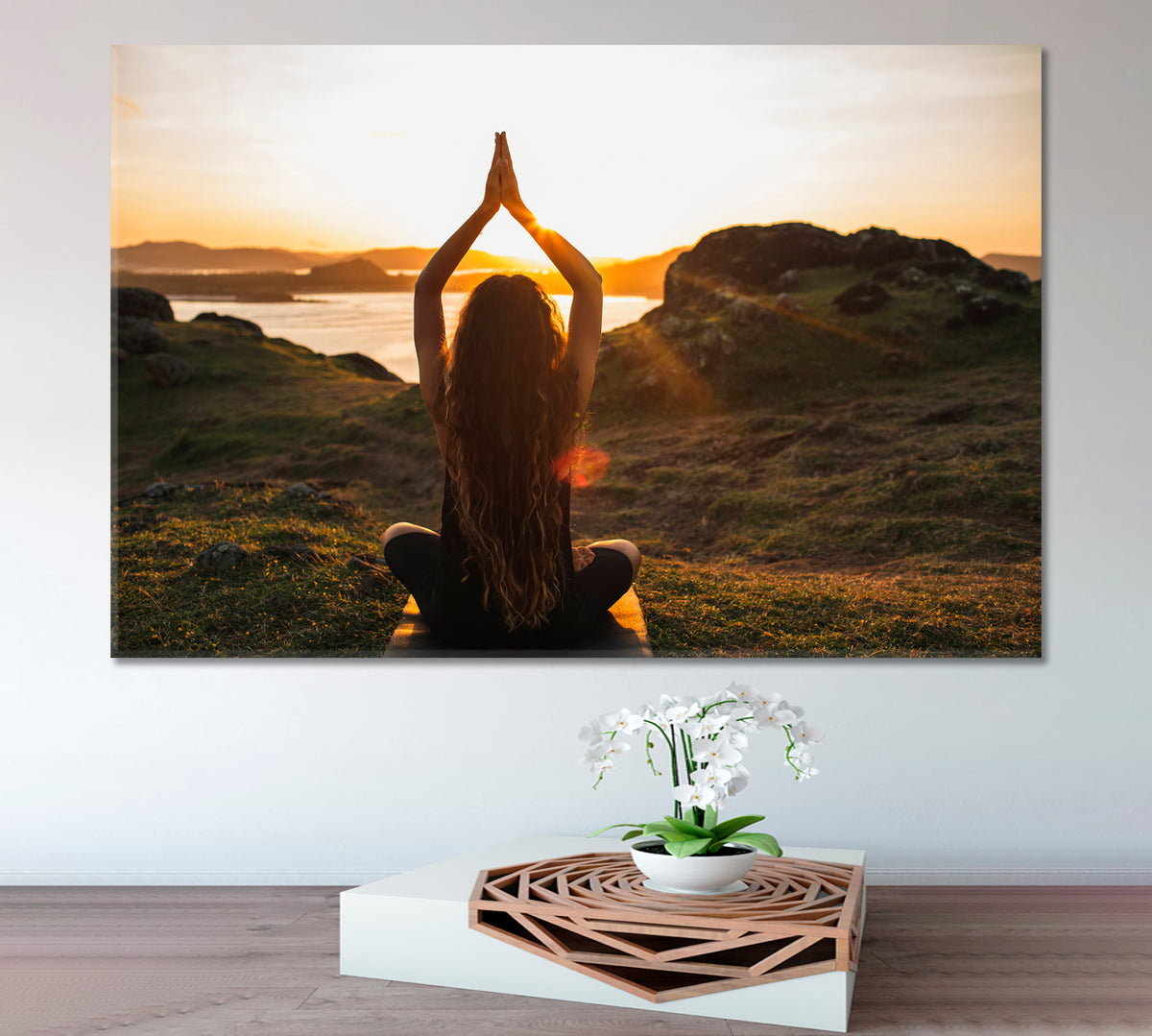 Spiritual Harmony Introspection Well-being Concept Canvas Print Landscape Yoga Spa, Zen Wall Canvas Art Artesty 1 panel 24" x 16" 