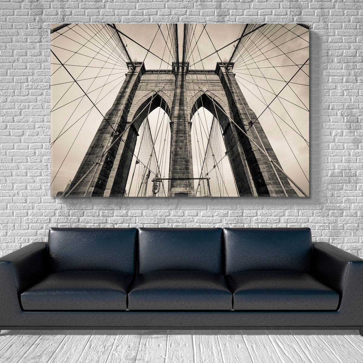 Brooklyn Bridge New York City USA Architecture Famous Landmarks Artwork Print Artesty 1 panel 24" x 16" 