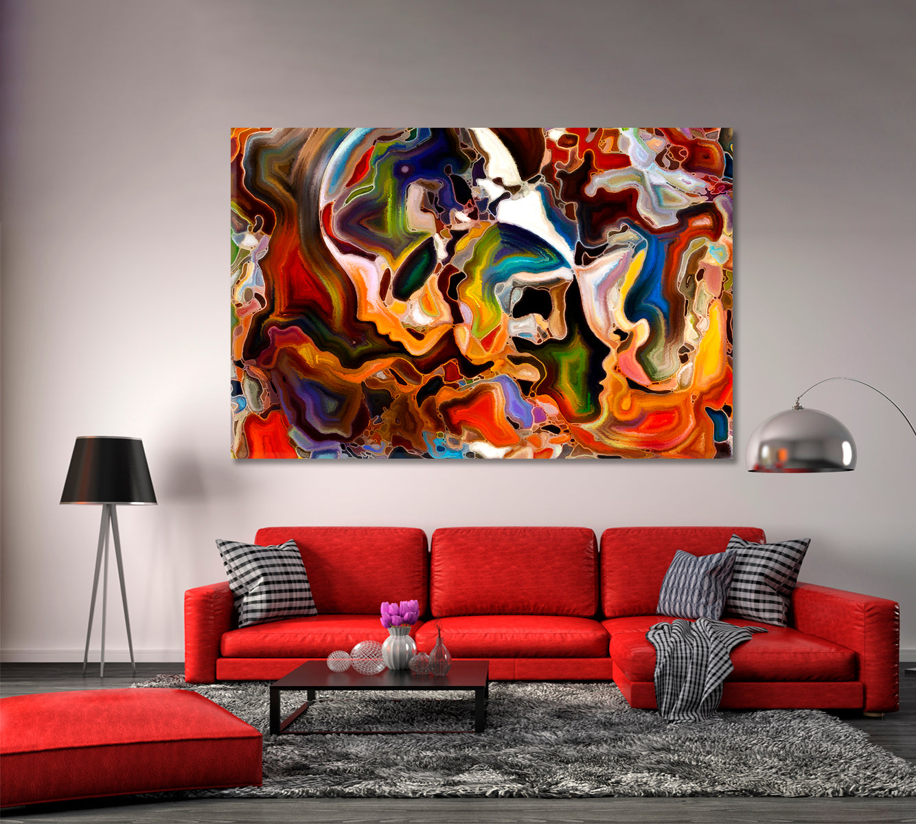 Human and Colorful Abstract Shapes Abstract Art Print Artesty   