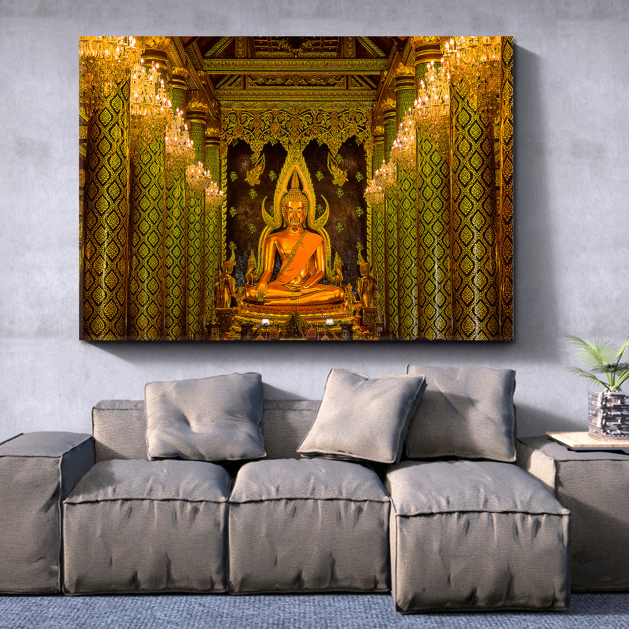 Golden Buddha Temple Thailand Religious Modern Art Artesty   