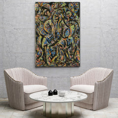 GOTHIC Jackson Pollock Style Abstract Art Print Artesty 1 Panel 16"x24" 