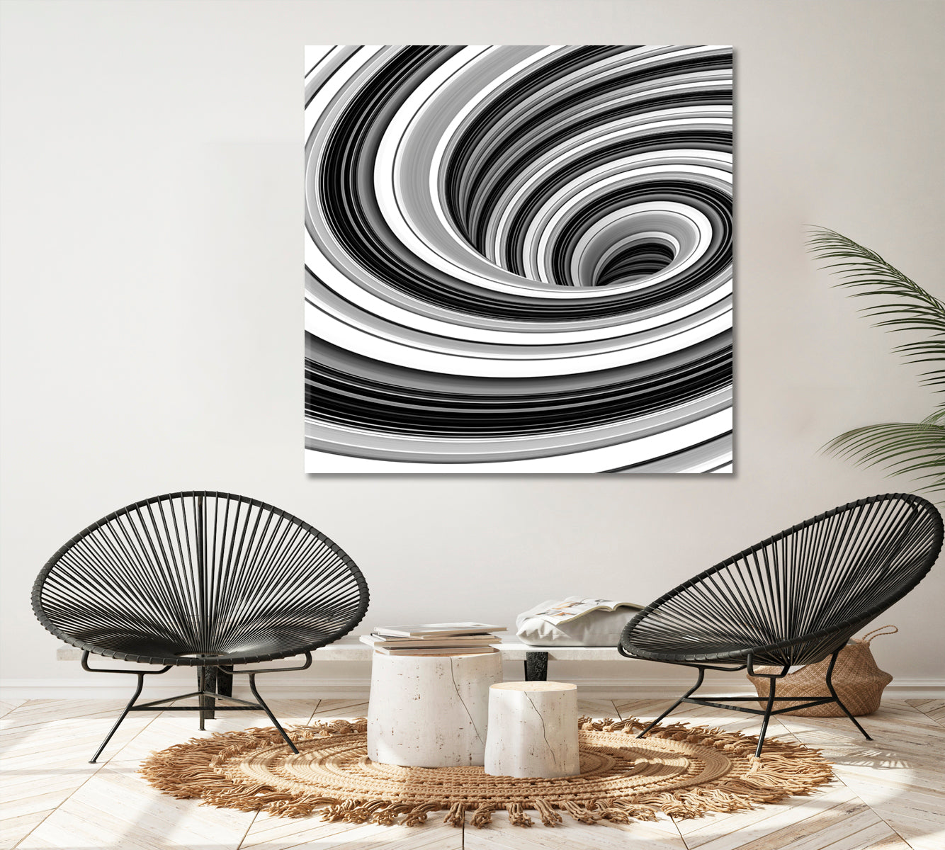 WHIRLPOOL Contrast Swirls Black And White Abstract Art Print Artesty   