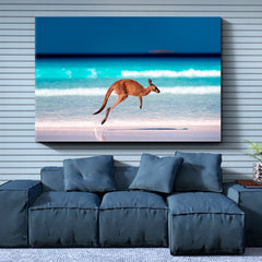 KANGAROO Azure Blue Sea Beach Cape Le Grand National Park Australia Countries Canvas Print Artesty   