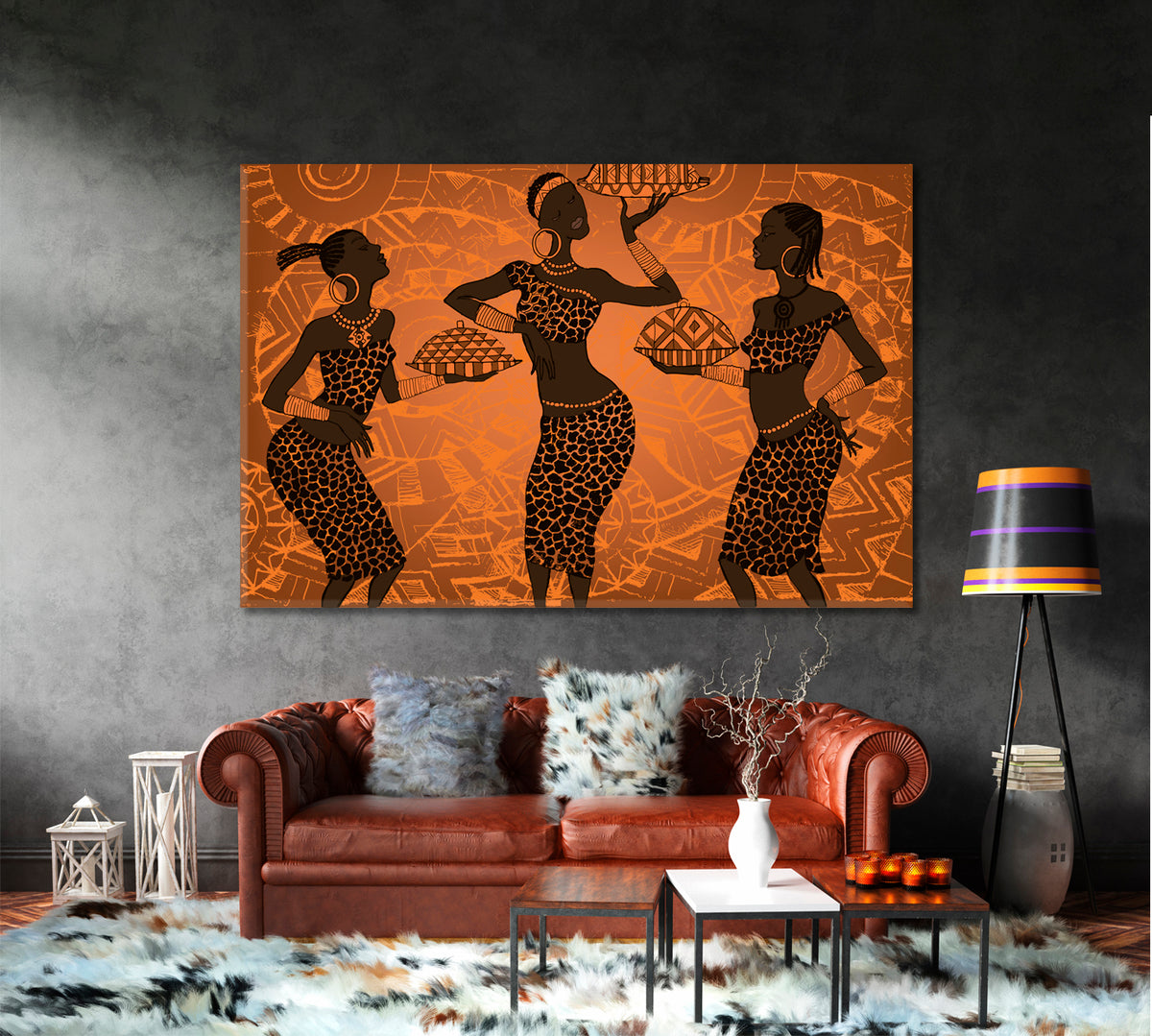 Beautiful African Black Woman Africa Ethnic Retro Vintage Art African Style Canvas Print Artesty 1 panel 24" x 16" 