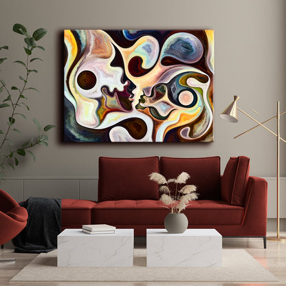 Multi Color Abstract Curves And Human Silhouettes Surreal Contemporary Art Artesty   