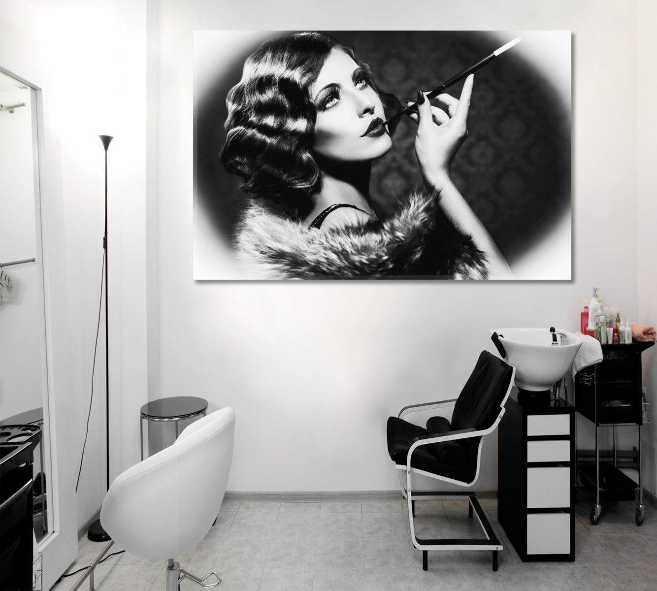 Flapper Girl Vintage Style Black and White Wall Art Print Artesty   