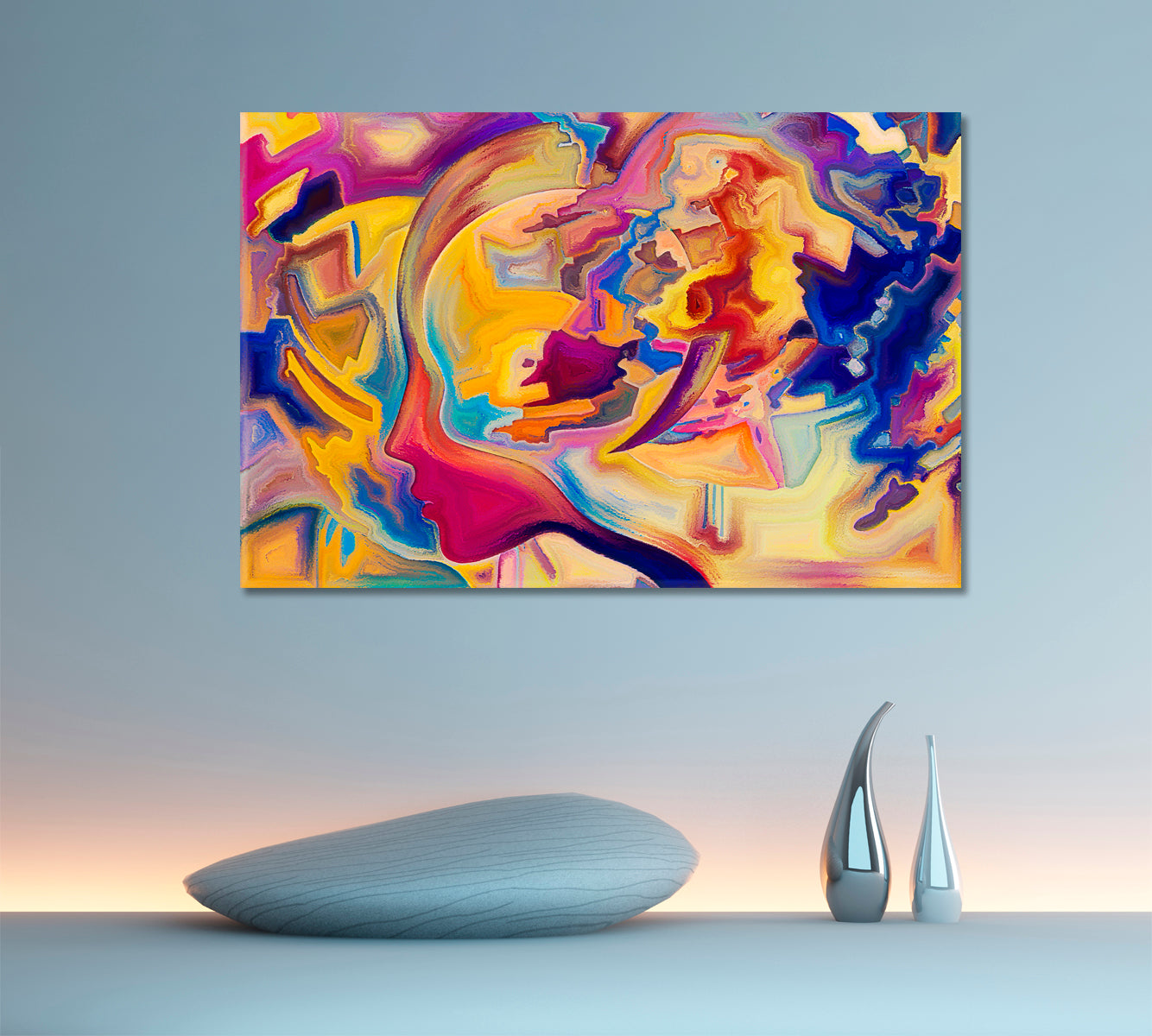 Colors In Us Colorful Elements And Human Profile Abstract Art Print Artesty 1 panel 24" x 16" 