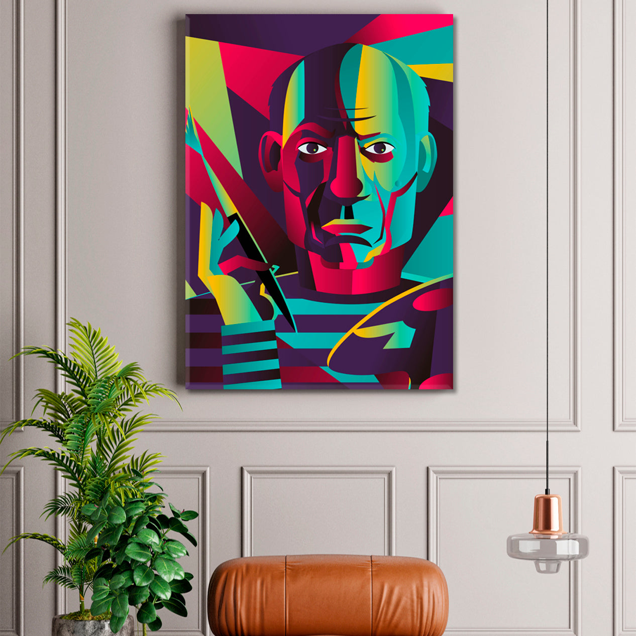 PABLO PICASSO Great Artist Portrait Abstract Colorful Expressionism Cubist Trendy Large Art Print Artesty   