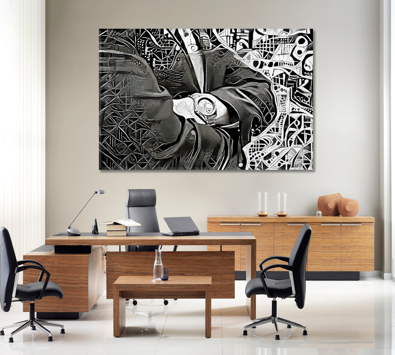 MAN WITH WATCH Abstract Geometric Modern Cubism Futurism Office Wall Art Canvas Print Artesty   