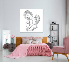 Little Angel Cupid Kids Sweet Home Decor Poster Canvas Print | Square Panel Kids Room Canvas Art Print Artesty   