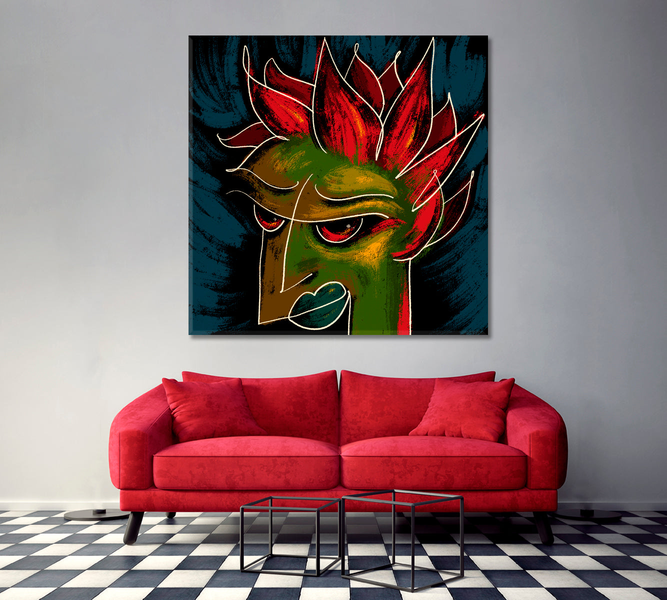 FREE HAIR STYLE Unique Abstract Figurative Contemporary Art Cubist Trendy Large Art Print Artesty   