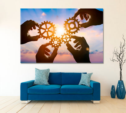 PART OF THE WHOLE Gear Wheels Solar Rays Business Concept Poster Office Wall Art Canvas Print Artesty   