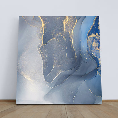 ABSTRACT MARBLE Tender Blue Modern Art Fluid Art, Oriental Marbling Canvas Print Artesty   