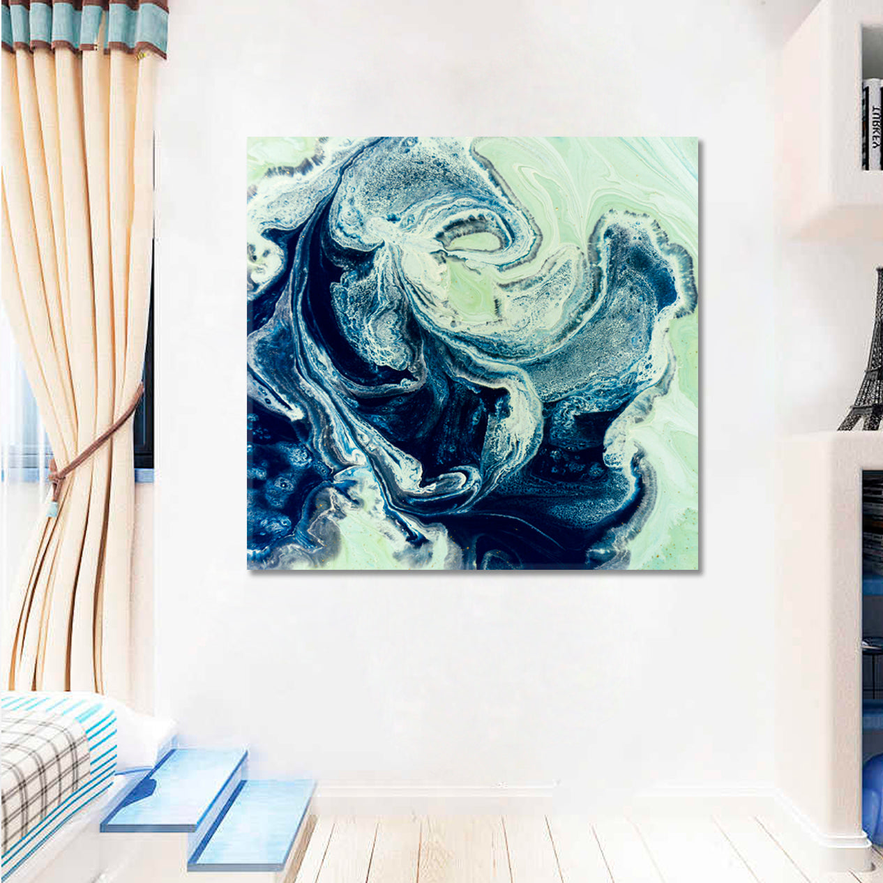 TRENDY MARBLE Abstract Fluid Art  - Square Panel Fluid Art, Oriental Marbling Canvas Print Artesty   