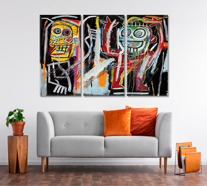 Basquiat Inspired Poster Abstract Art Print Artesty 3 panels 36" x 24" 