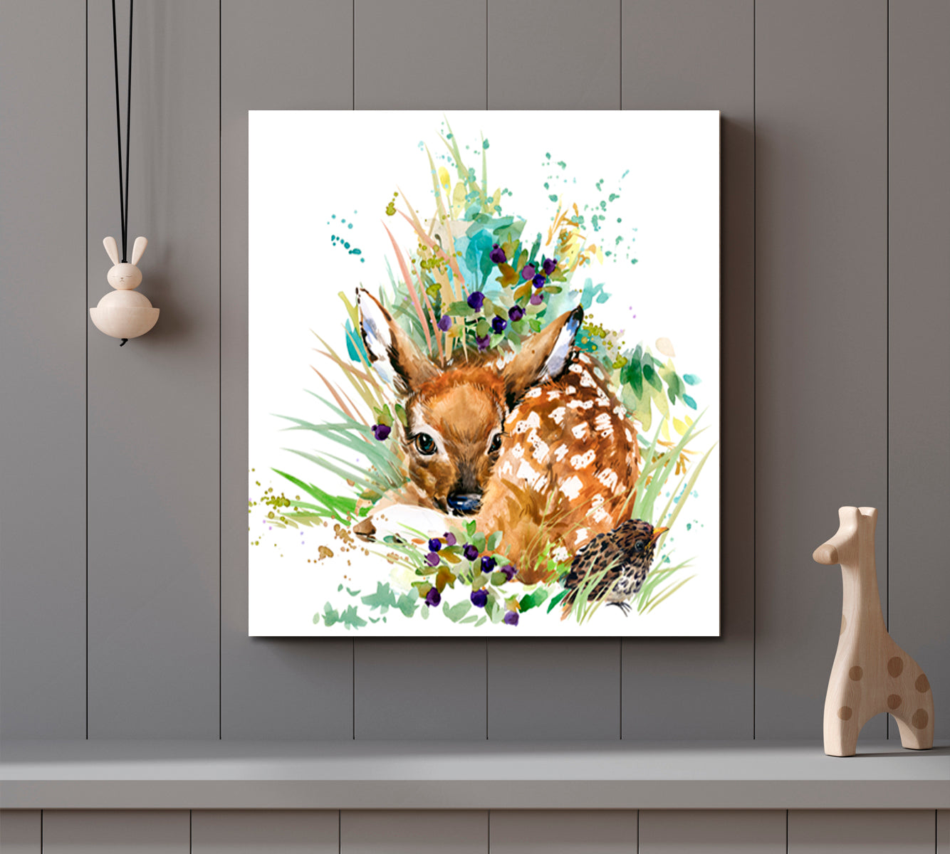 BAMBI Fawn Sweet Kids Baby Nursery Room Decoration | S Kids Room Canvas Art Print Artesty   