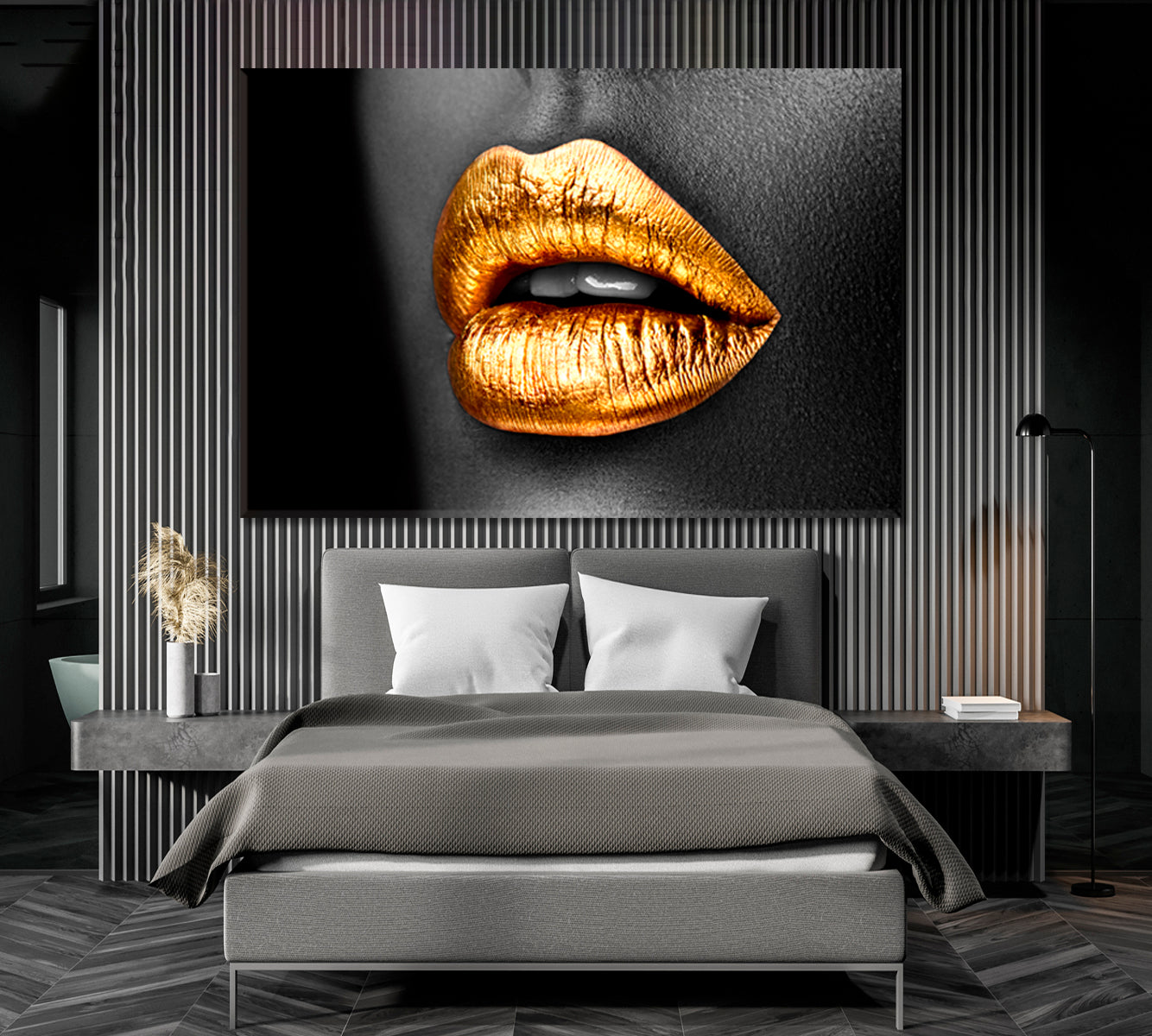 Golden Lipstick Gold Metal Lips Beauty African American Girl Beauty Salon Artwork Prints Artesty   