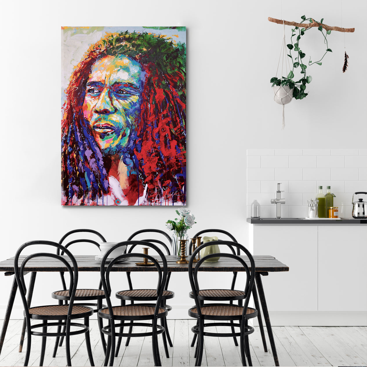 Bob Marley Jamaican Musician Celebrities Vivid Trendy Canvas Print - Vertical Celebs Canvas Print Artesty   