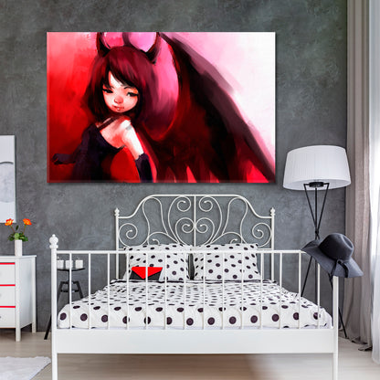 Fine Art Cute Anime Girl With Wings Canvas Print TV, Cartoons Wall Art Canvas Artesty   