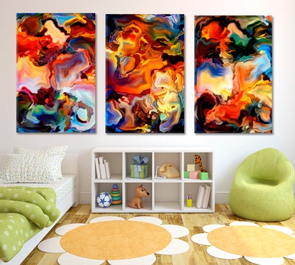 Set of 3 Vertical Panels Abstract Art Print Artesty   