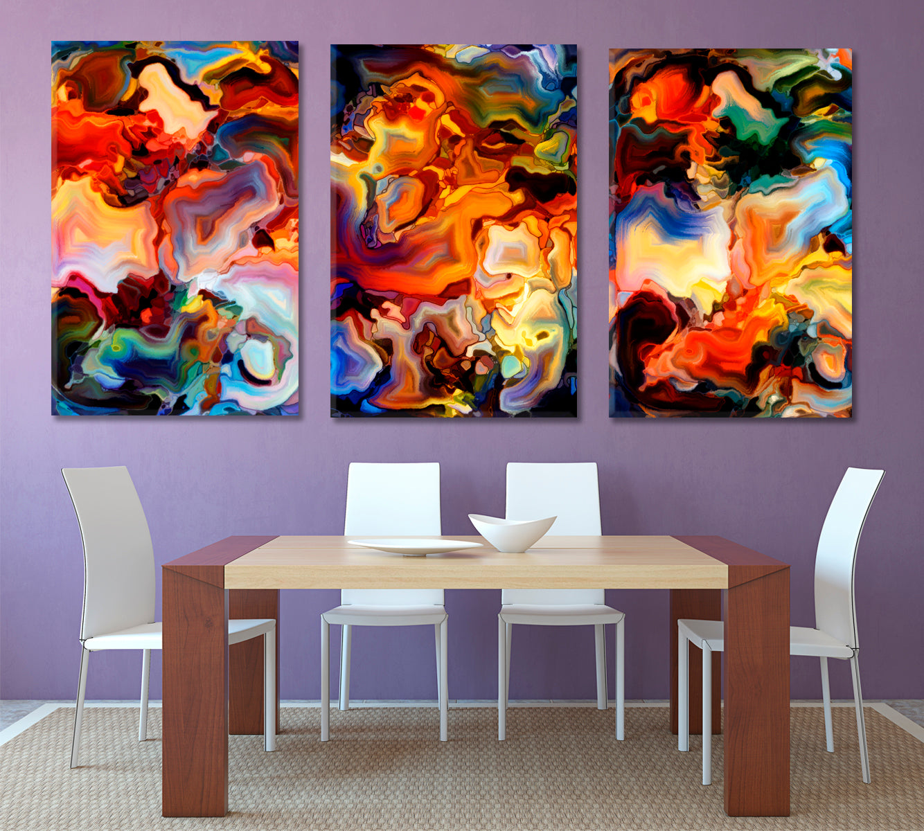 Set of 3 Vertical Panels Abstract Art Print Artesty   