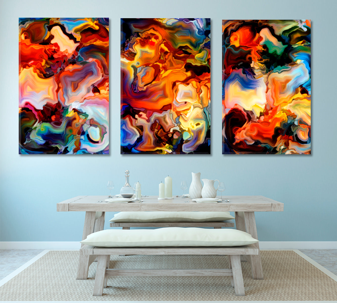 Set of 3 Vertical Panels Abstract Art Print Artesty   