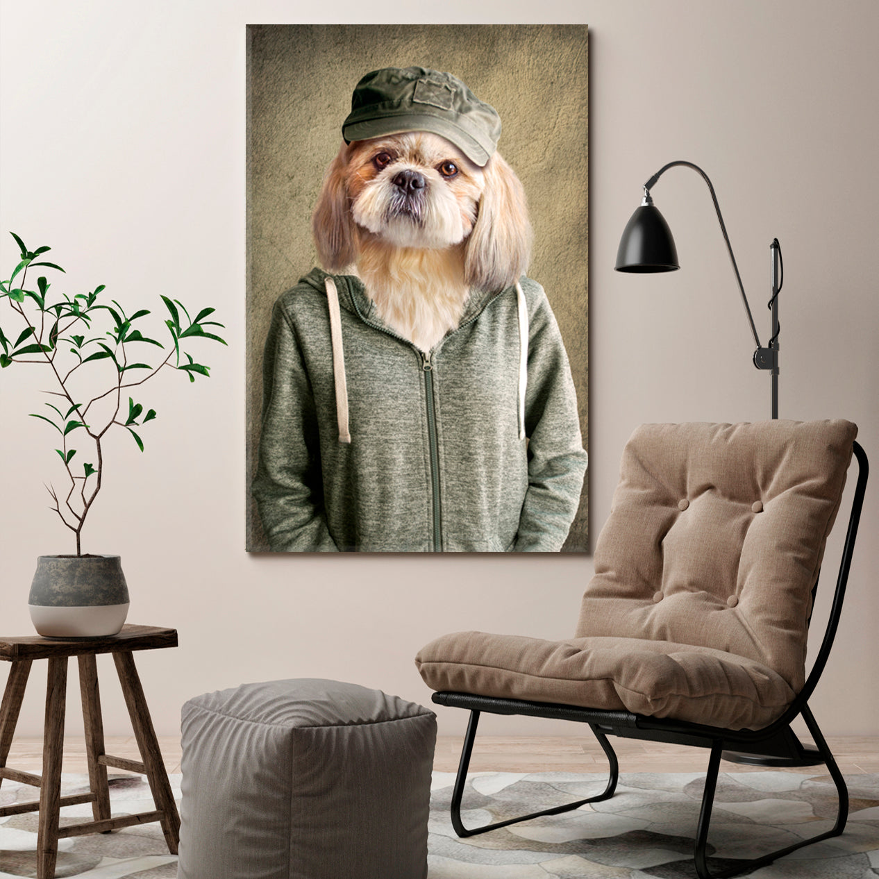DOG HIPSTER Man with Animal Head Poster Office Wall Art Canvas Print Artesty   