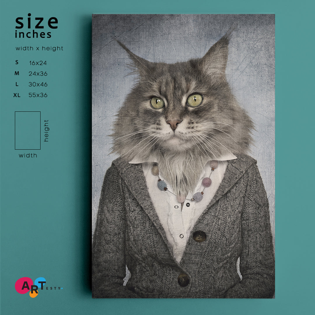 OFFICE CAT Stylish Hipster Animals Trendy Vintage Style Poster Animals Canvas Print Artesty   