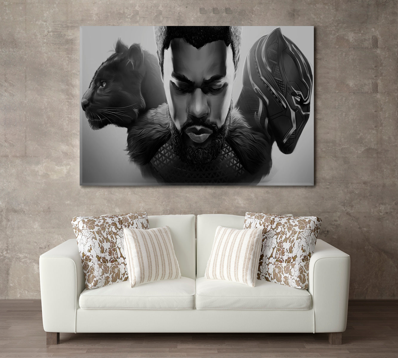 BLACK PANTHER Wakanda Forever B W Art Celebs Canvas Print Artesty   