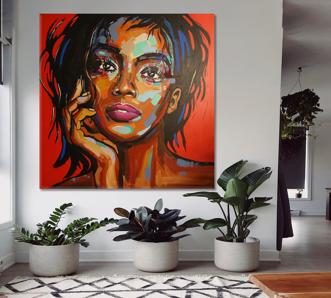 MUSE | Fine Art Portrait Woman Grunge Graffiti Style Canvas Print - Square People Portrait Wall Hangings Artesty   