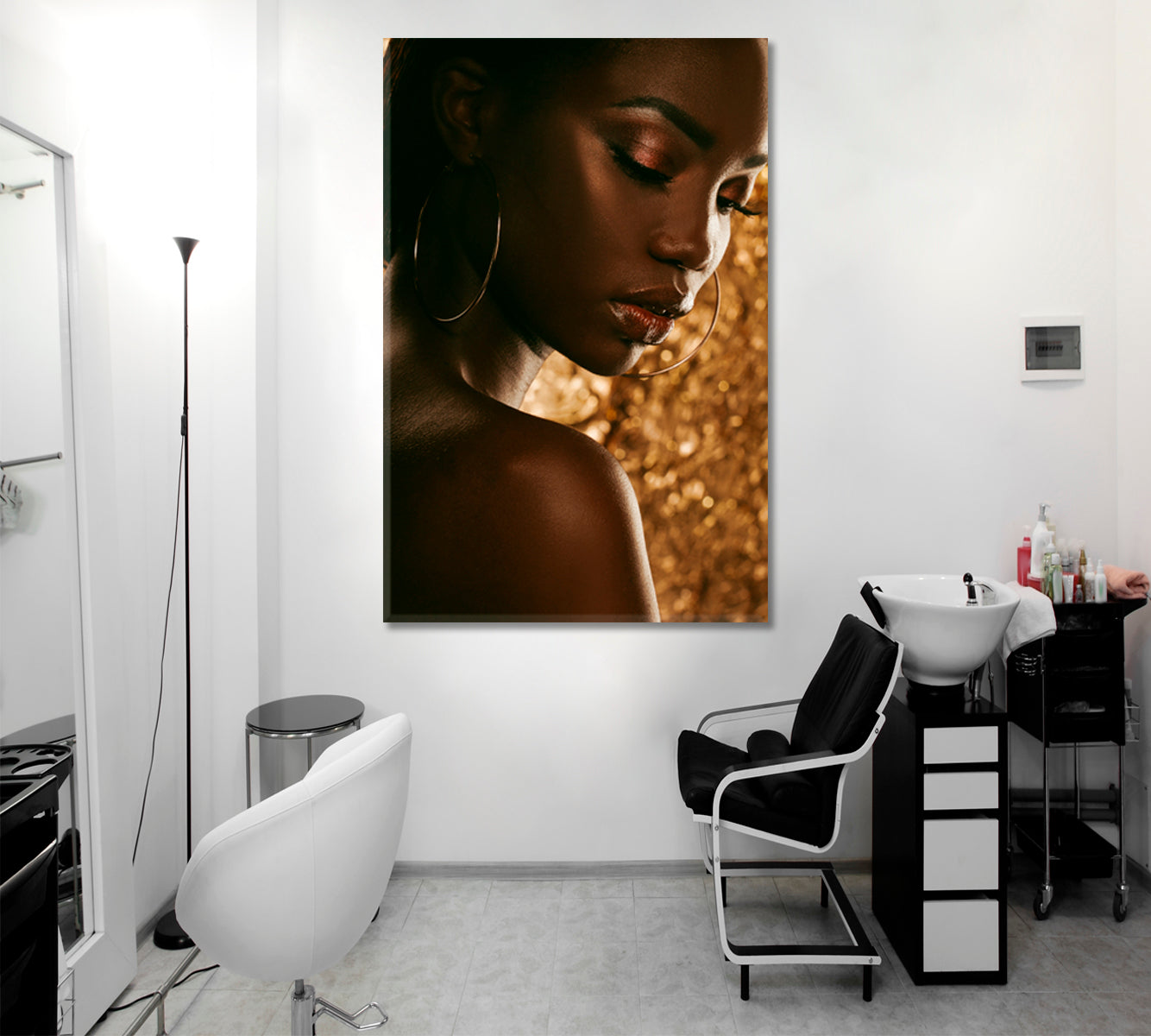 Stunning African American Woman Golden Background People Portrait Wall Hangings Artesty   