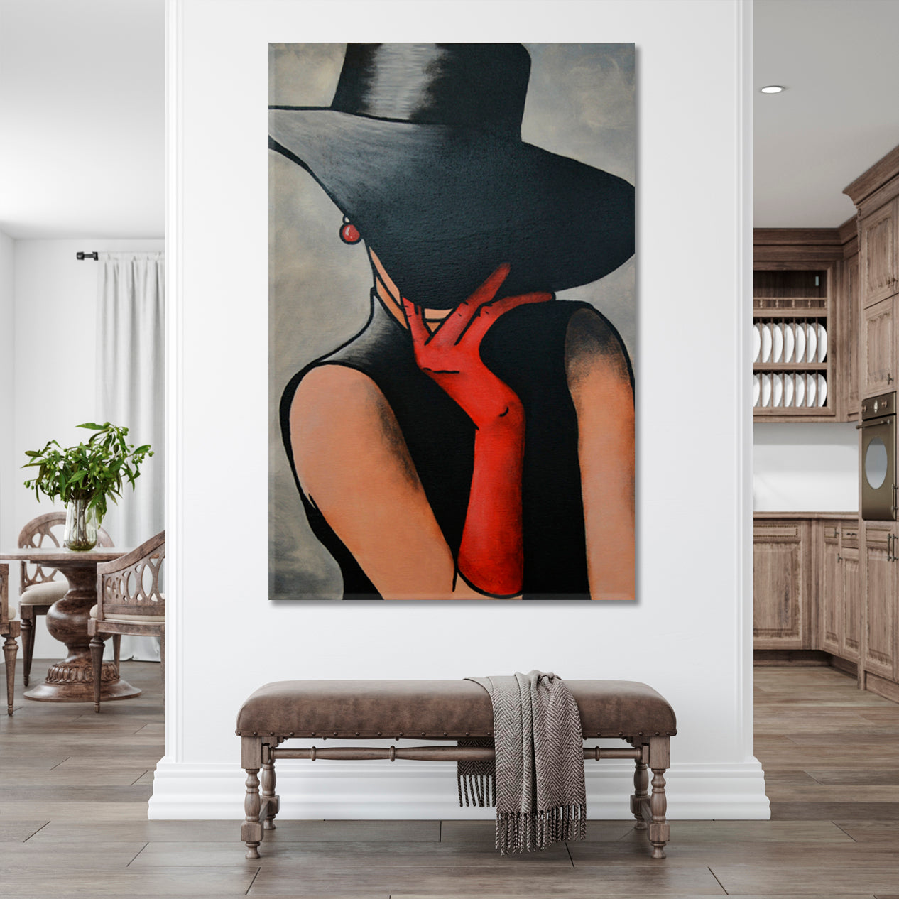 LADY Red Gloves Fine Art Artesty 1 Panel 16"x24" 