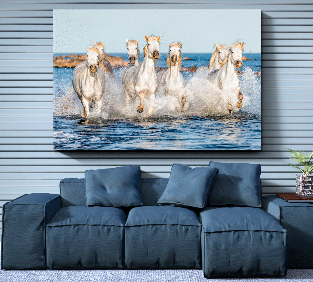 White Camargue Horses Galloping Animals Canvas Print Artesty   