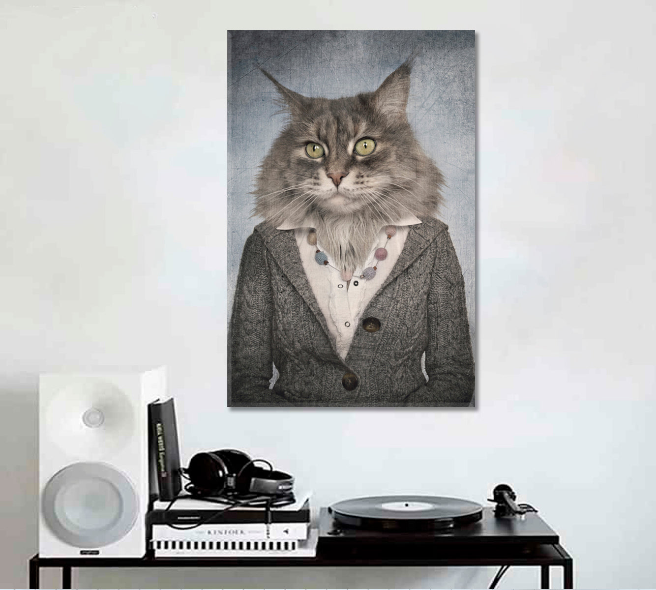 OFFICE CAT Stylish Hipster Animals Trendy Vintage Style Poster Animals Canvas Print Artesty   