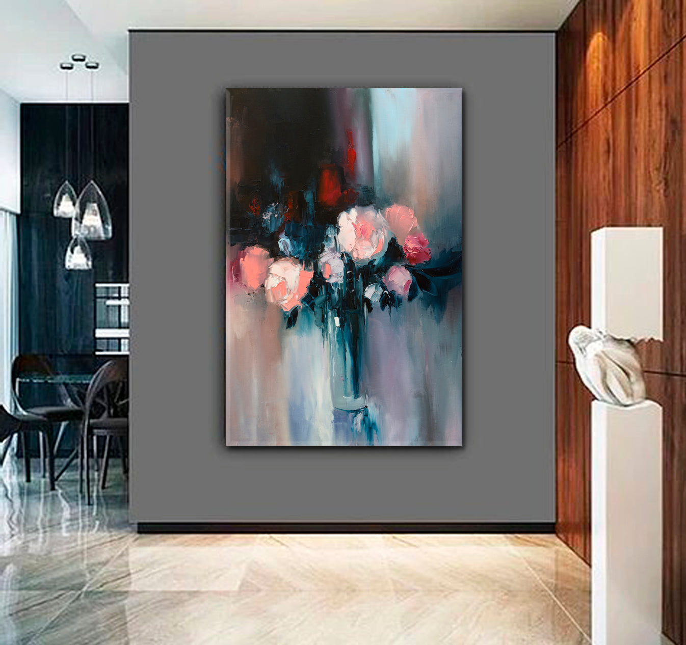 KISS FROM A RAIN Beautiful Flowers Bouquet Vibrant Colors - Vertical panel Fine Art Artesty   