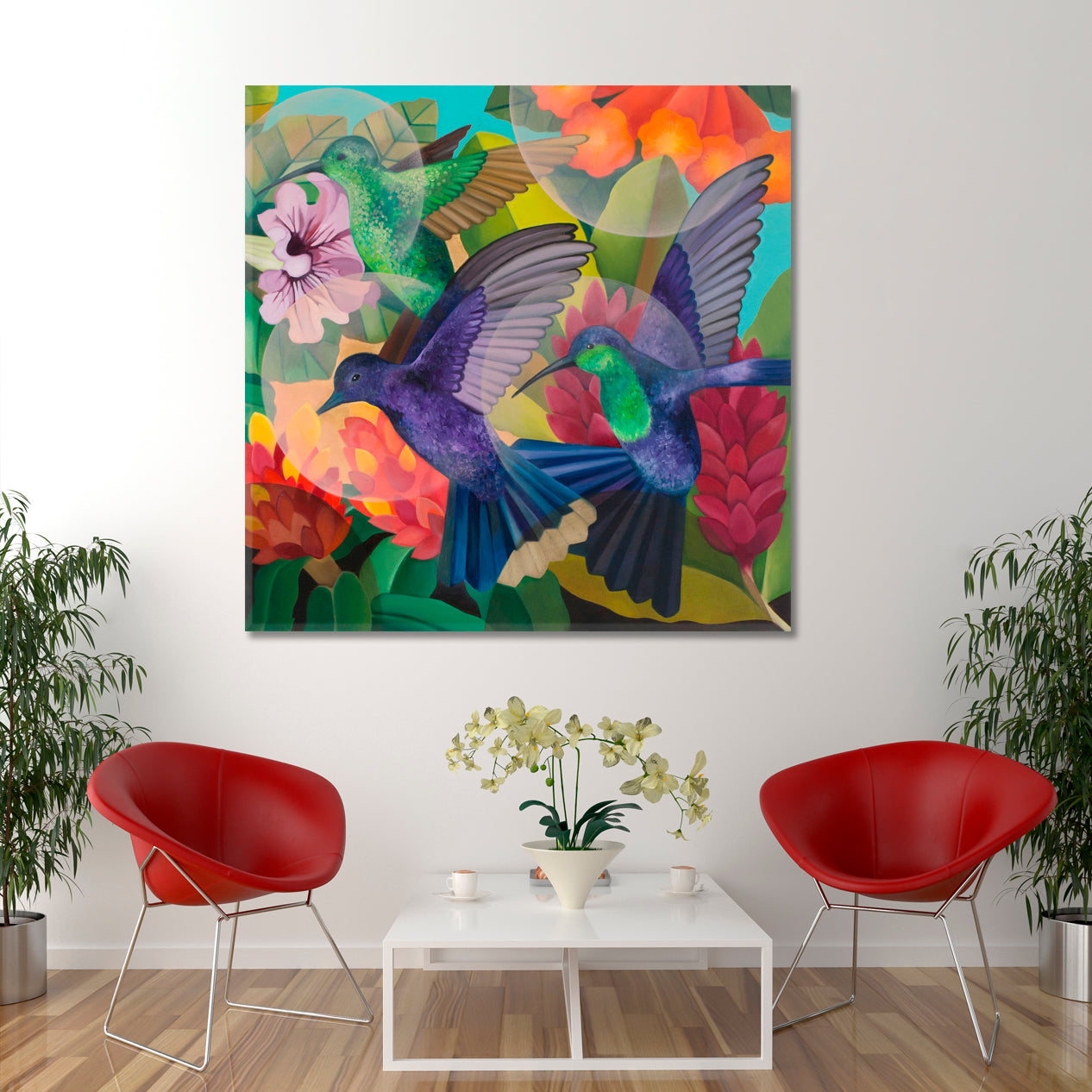 PURPLE JUNGLE Abstract Contemporary Fine Art Fine Art Artesty 1 Panel 12"x12" 