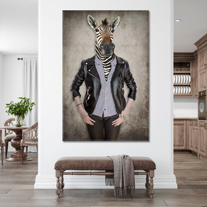 HIPSTER ZEBRA Vintage Style Poster Fashion Canvas Print Artesty   