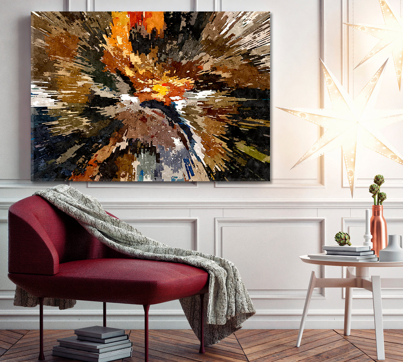 MODERN ART Abstract Splash Black Bron Yellow Tones Abstract Art Print Artesty   