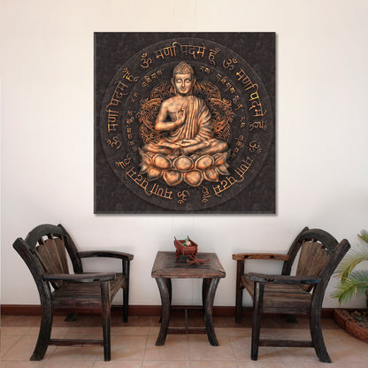 HOUSE AMULET Buddha Mantra Om Mani Padme Hum Religious Modern Art Artesty   