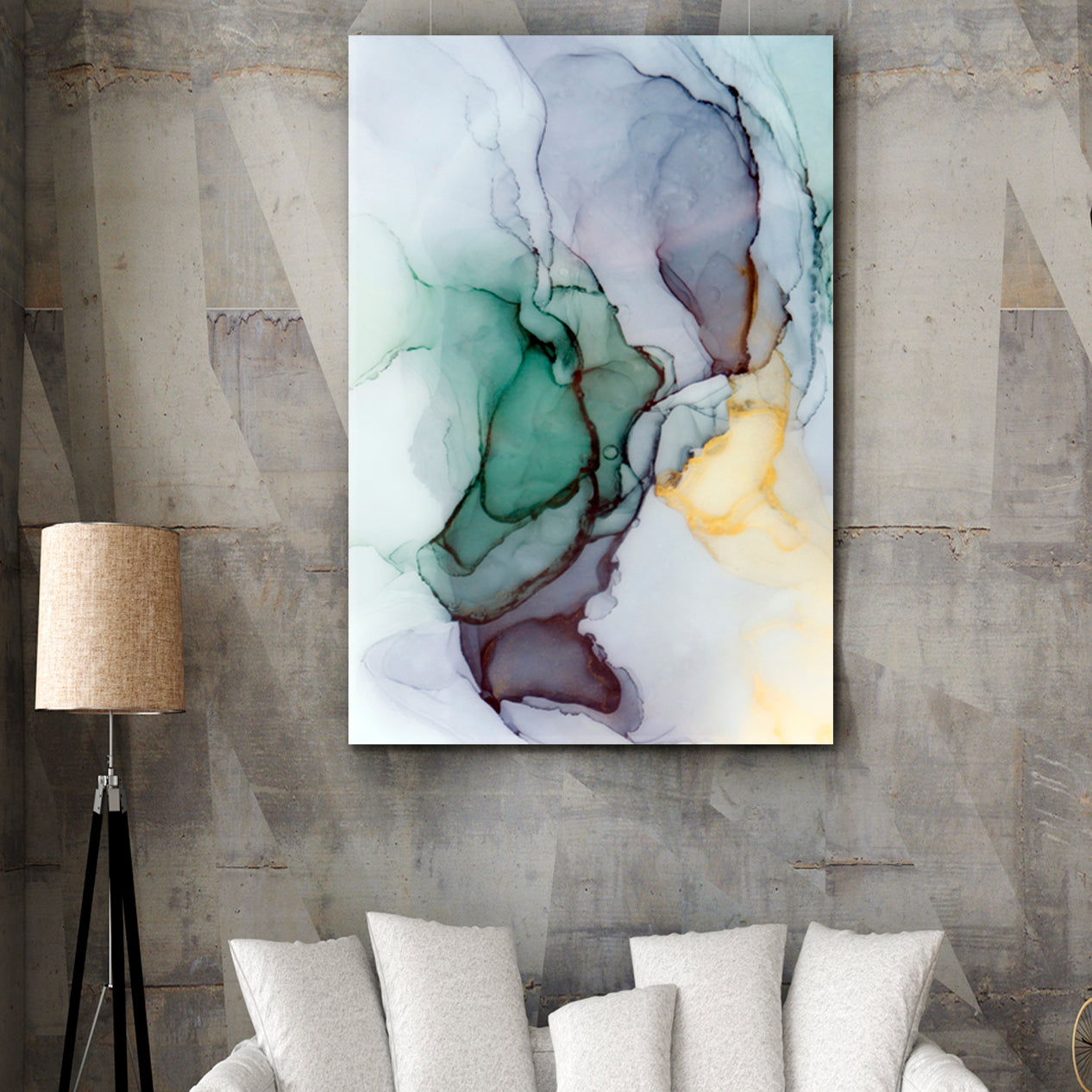 Abstract Veins Alcohol Ink Paint Translucent Free-flowing Fluid Art, Oriental Marbling Canvas Print Artesty   