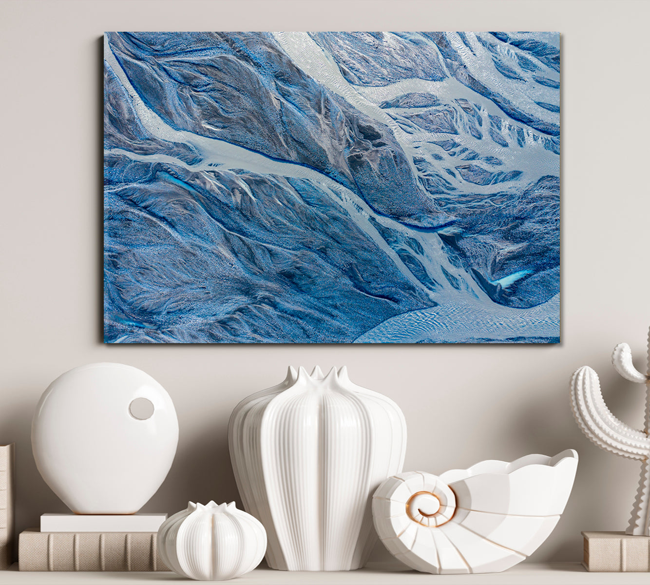 Abstract Naturalism Optical Illusion Aerial View Melting Glacier Iceland Abstract Art Print Artesty 1 panel 24" x 16" 