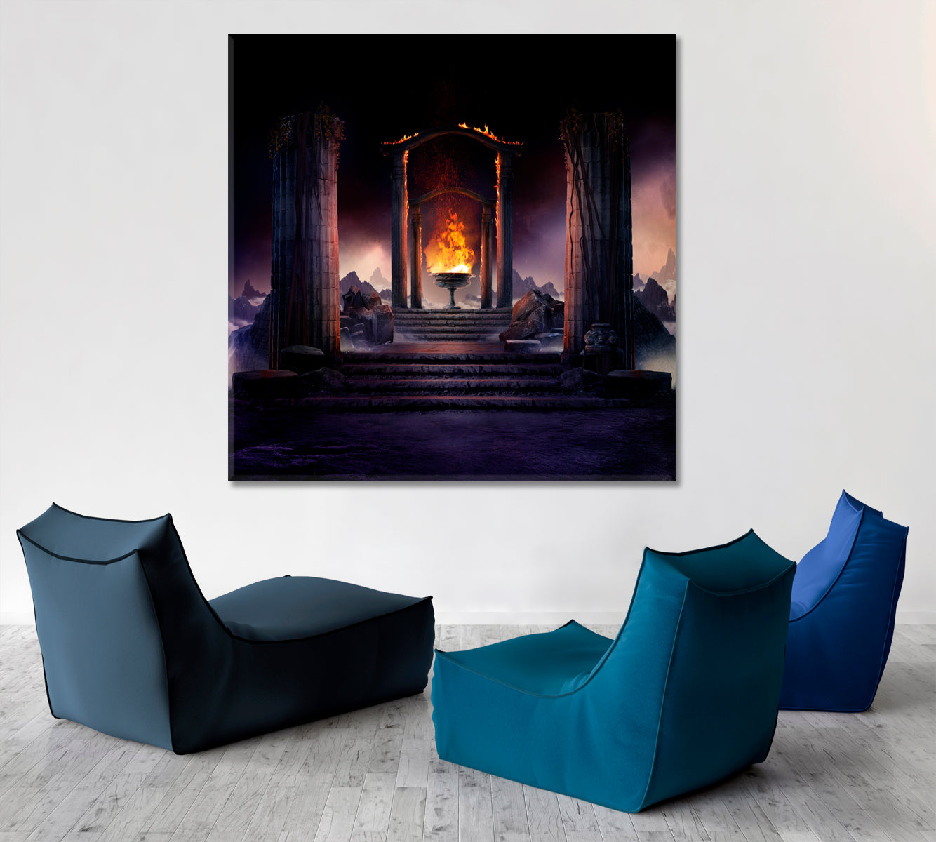 ETERNAL FIRE Ancient Columns Fantasy Landscape Fine Art Artesty   