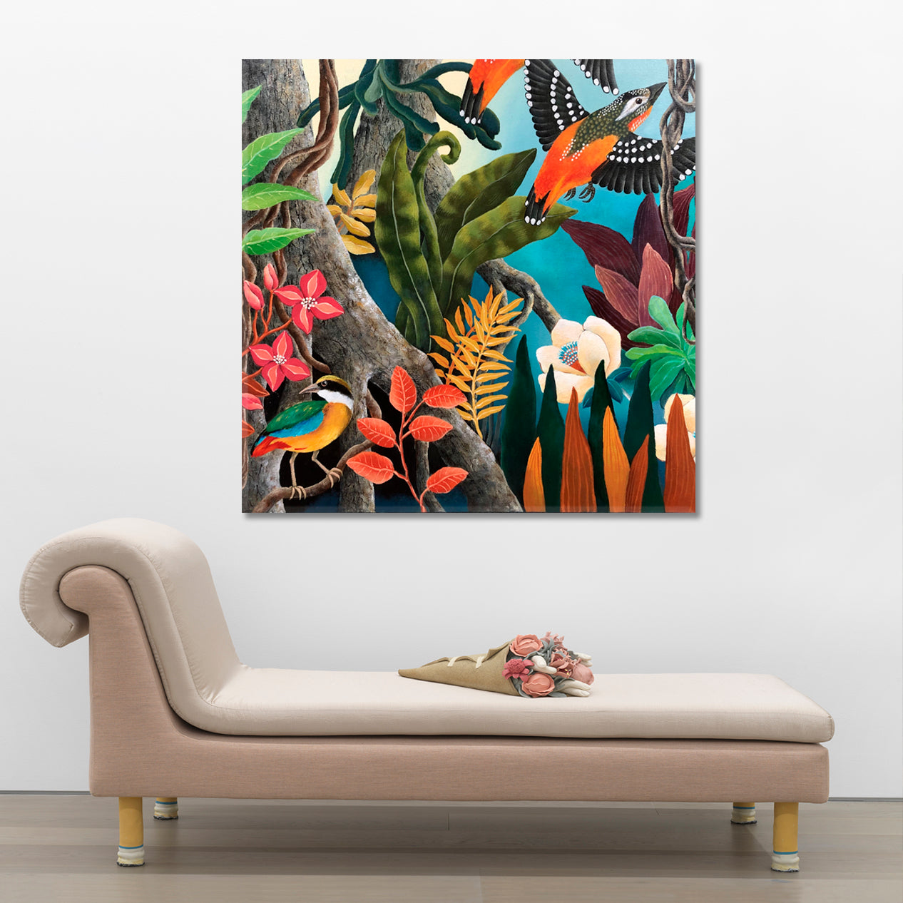 TROPICAL VIBES Jungle Abstract Contemporary Painting Tropical, Exotic Art Print Artesty 1 Panel 12"x12" 