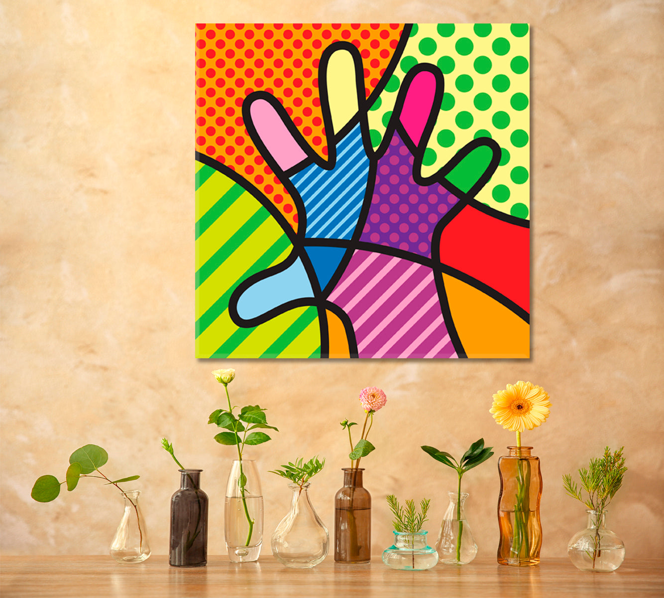 HAND Colorful Modern Pop Art Abstract Pop Art Canvas Print Artesty   
