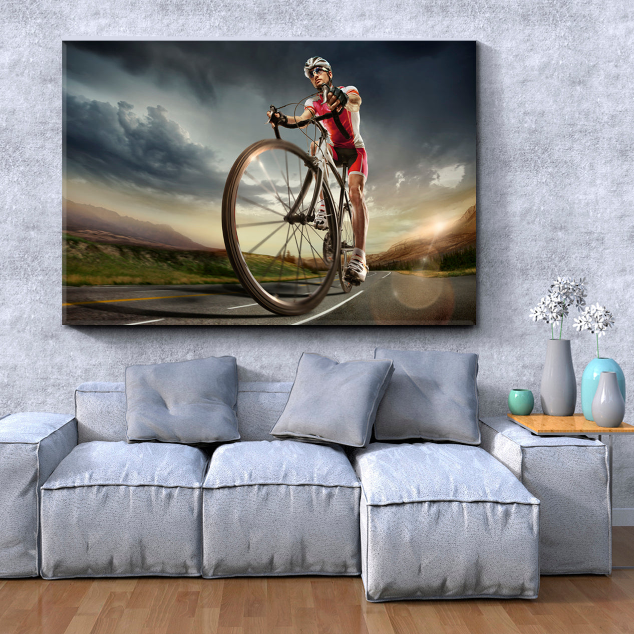 Road Cyclist Sport Active Lifestyle Concept Canvas Print Motivation Sport Poster Print Decor Artesty 1 panel 24" x 16" 