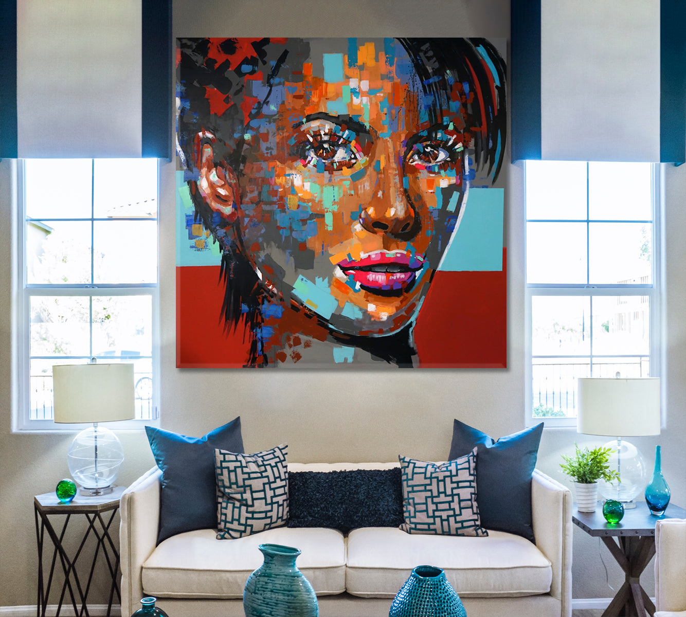 MISS FORTUNE | Fine Art Poster Grunge Graffiti Style Canvas Print - Square People Portrait Wall Hangings Artesty   