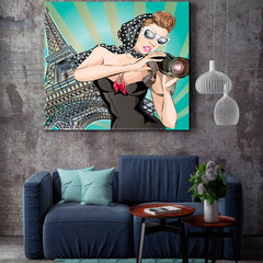 Sexy Woman In Paris Eiffel Tower Pop Art Pop Art Canvas Print Artesty   