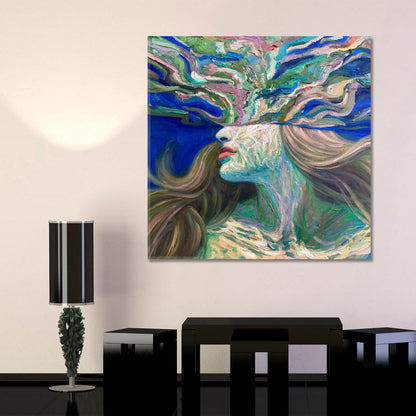 CONTEMPORARY Underwater Wave Ripple of Water Woman | Square Fine Art Artesty   