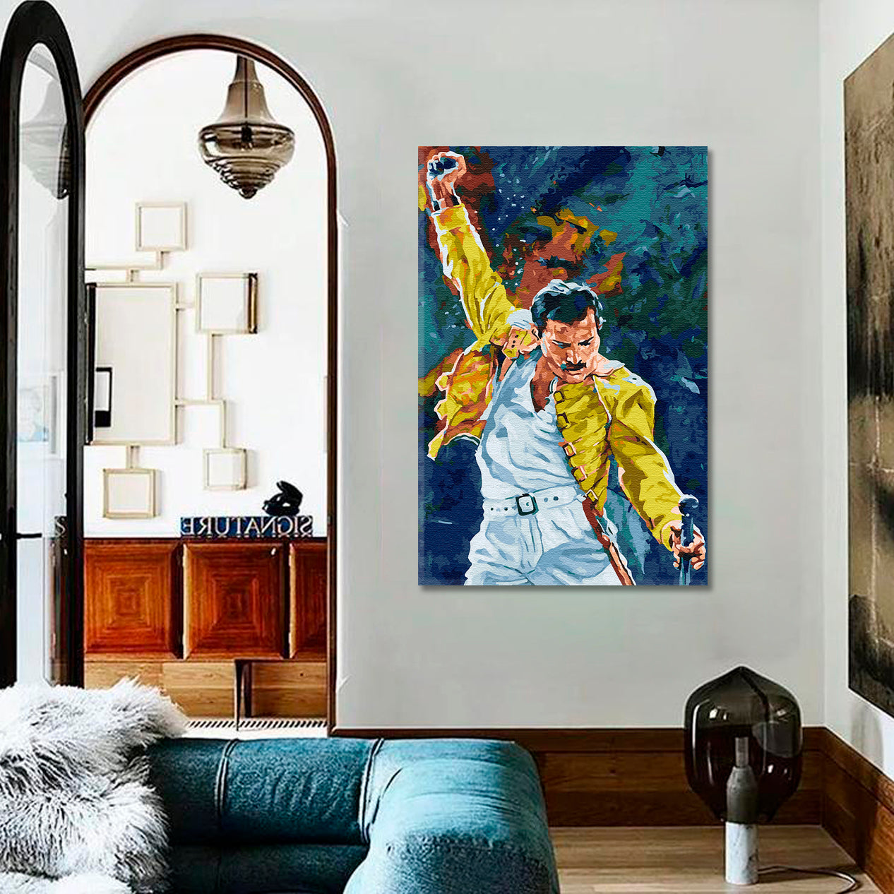 QUEEN Freddie Mercury Portrait Fine Art - Vertical 1 panel Celebs Canvas Print Artesty 1 Panel 16"x24" 