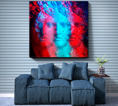 Greek God Apollo Belvedere Abstract Blue Red Creative Anaglyph Effect Contemporary Art Artesty   